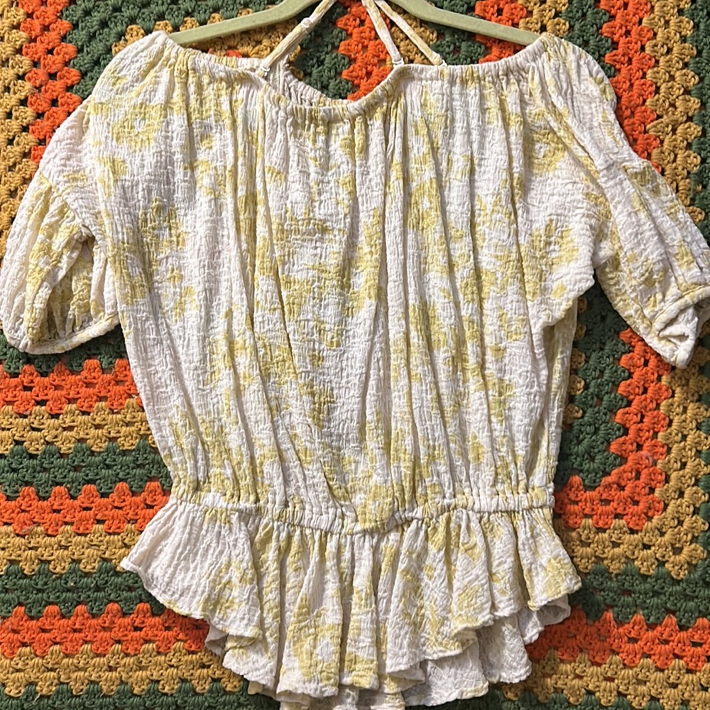 Free People Crop Top Cream/Yellow